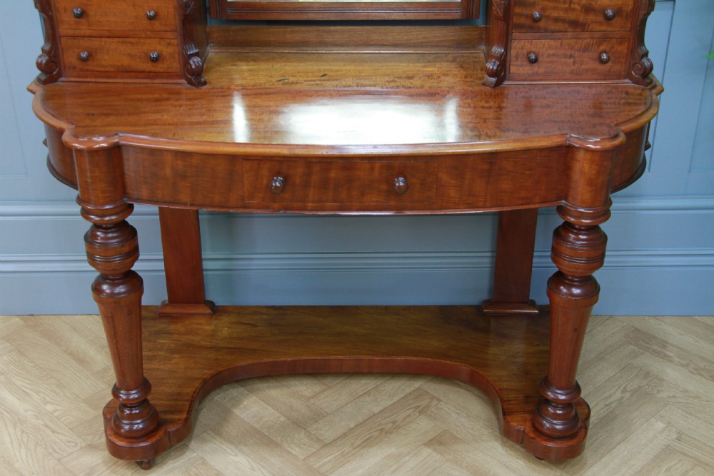 Antique Late Victorian Mahogany Ladies Carved Duchess Dressing Table With Mirror View VIII