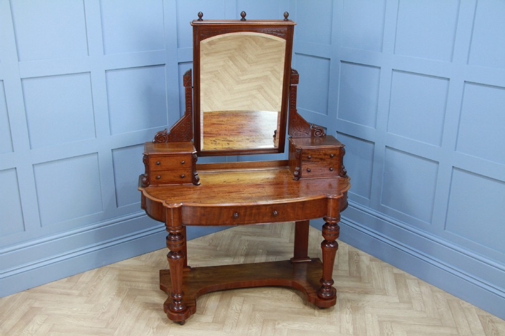 Antique Late Victorian Mahogany Ladies Carved Duchess Dressing Table With Mirror View IX