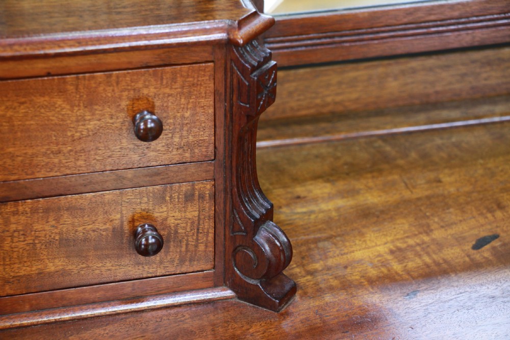 Antique Late Victorian Mahogany Ladies Carved Duchess Dressing Table With Mirror View X
