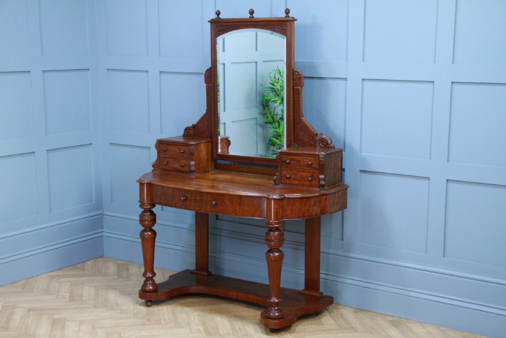 Antique Late Victorian Mahogany Ladies Carved Duchess Dressing Table With Mirror View XII