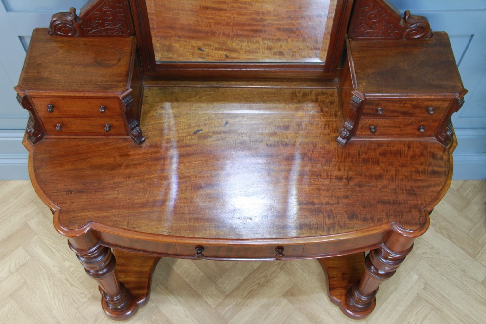 Antique Late Victorian Mahogany Ladies Carved Duchess Dressing Table With Mirror View XV