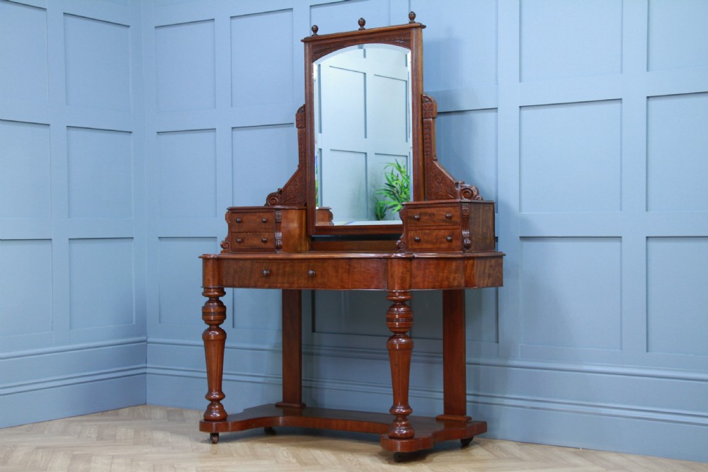 Antique Late Victorian Mahogany Ladies Carved Duchess Dressing Table With Mirror View XVI