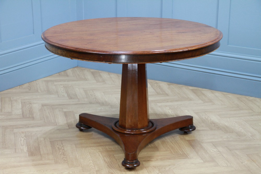 Antique Victorian Solid Mahogany Tilt Top Triform Breakfast Dining Table C1850