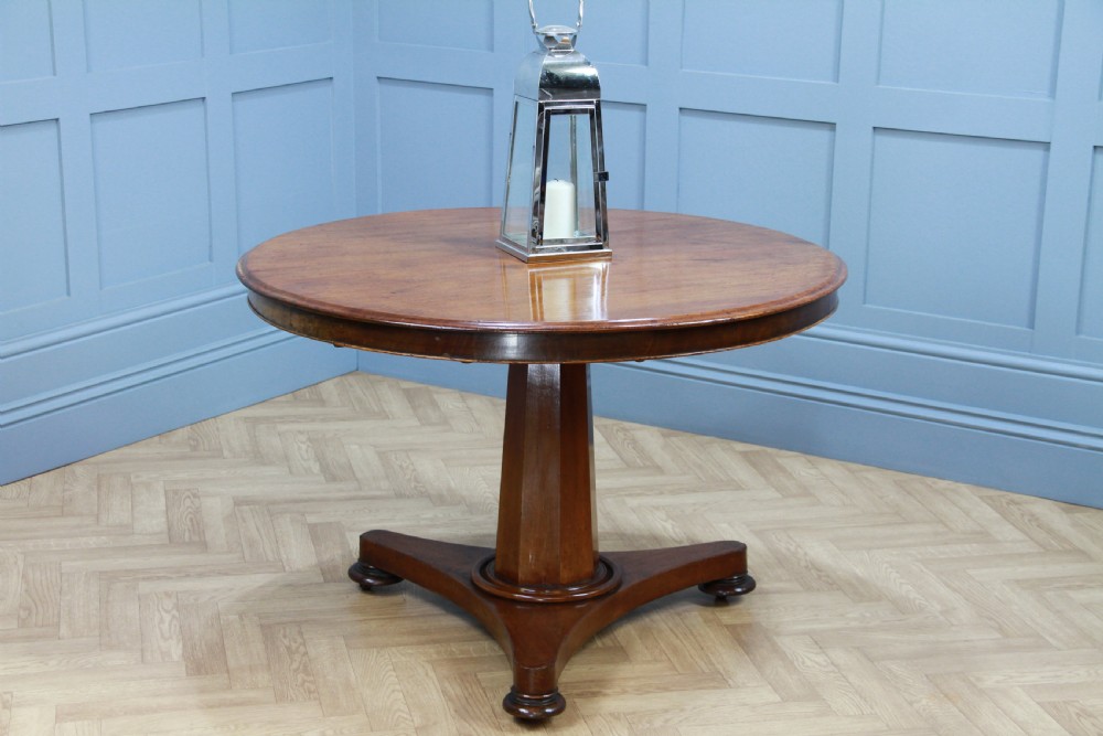 Antique Victorian Solid Mahogany Tilt Top Triform Breakfast Dining Table C1850 View II