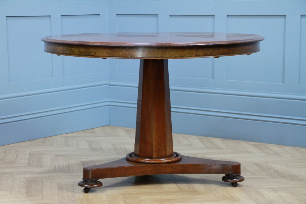 Antique Victorian Solid Mahogany Tilt Top Triform Breakfast Dining Table C1850 View V