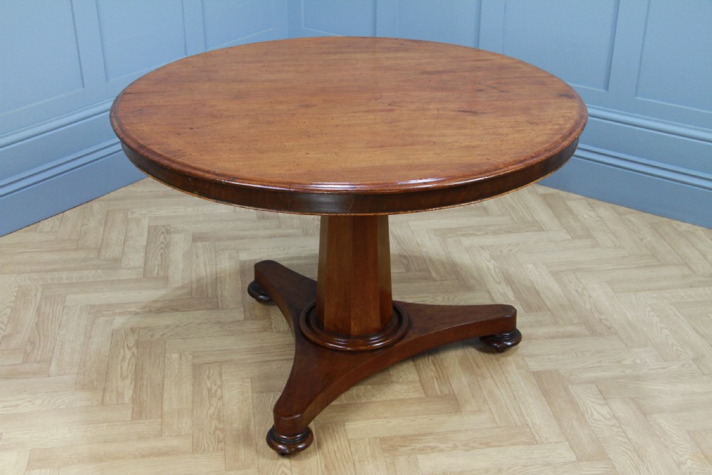 Antique Victorian Solid Mahogany Tilt Top Triform Breakfast Dining Table C1850 View IX