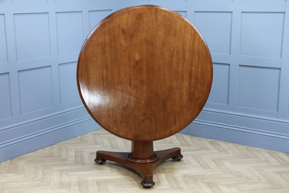 Antique Victorian Solid Mahogany Tilt Top Triform Breakfast Dining Table C1850 View XII