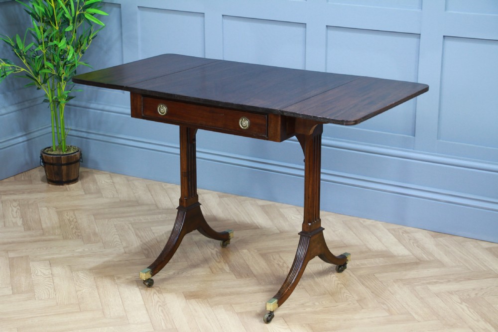 Antique Original Georgian Regency Small Mahogany Pembroke Drop Leaf Sofa Table View II