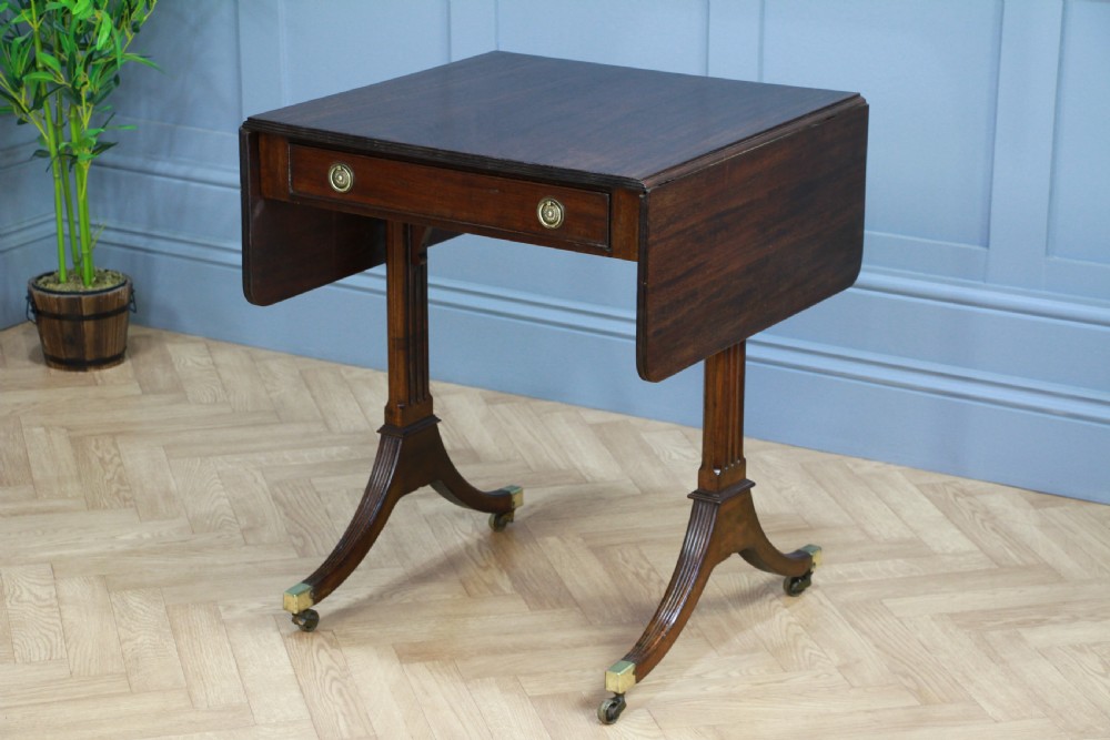 Antique Original Georgian Regency Small Mahogany Pembroke Drop Leaf Sofa Table View III