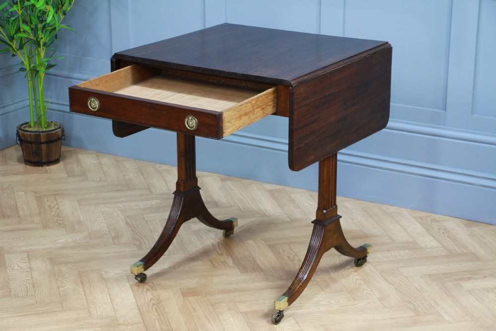Antique Original Georgian Regency Small Mahogany Pembroke Drop Leaf Sofa Table View IV