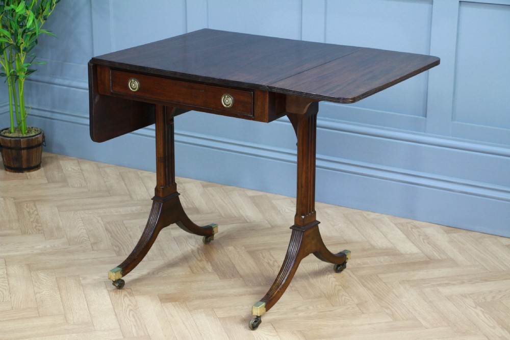 Antique Original Georgian Regency Small Mahogany Pembroke Drop Leaf Sofa Table View V