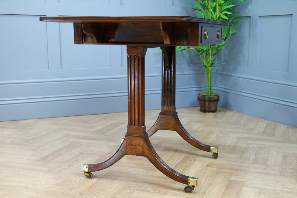 Antique Original Georgian Regency Small Mahogany Pembroke Drop Leaf Sofa Table View VII