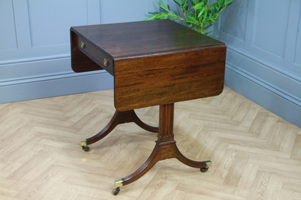 Antique Original Georgian Regency Small Mahogany Pembroke Drop Leaf Sofa Table View VIII