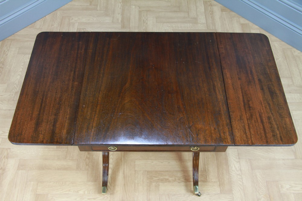 Antique Original Georgian Regency Small Mahogany Pembroke Drop Leaf Sofa Table View XI