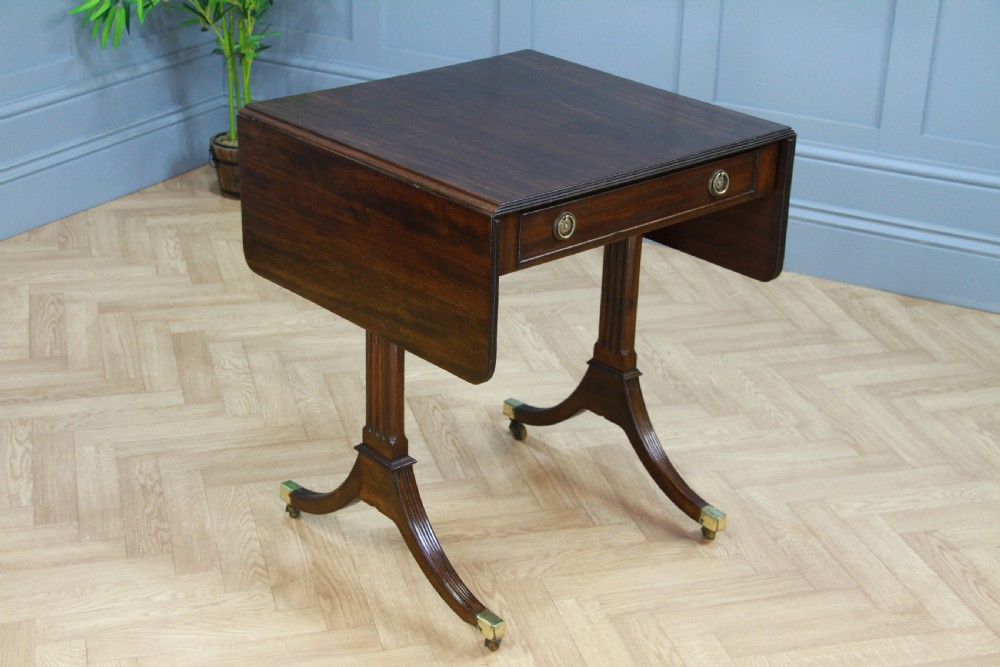 Antique Original Georgian Regency Small Mahogany Pembroke Drop Leaf Sofa Table View XII