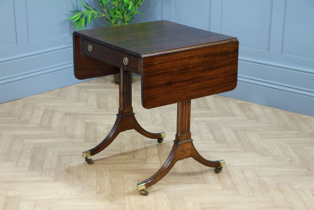 Antique Original Georgian Regency Small Mahogany Pembroke Drop Leaf Sofa Table View XIII