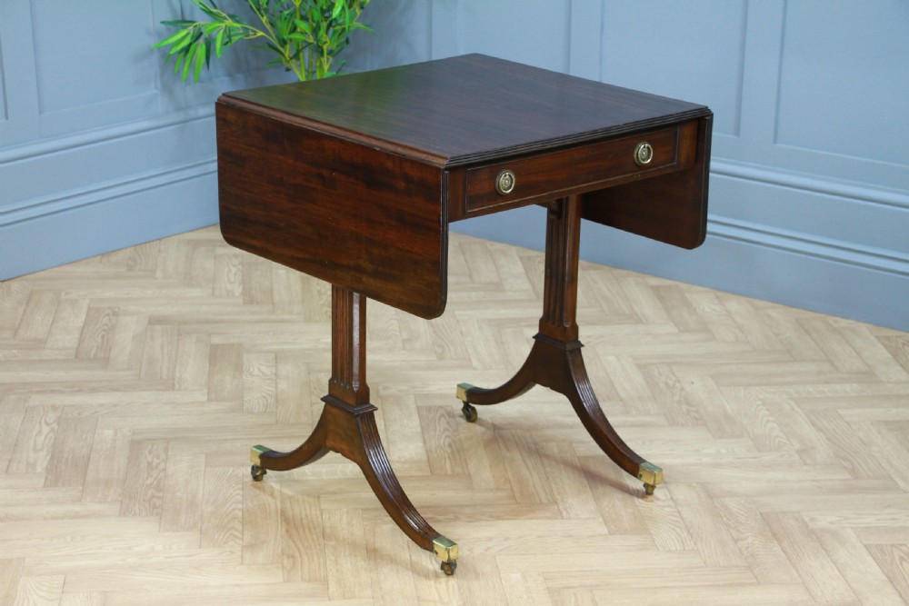 Antique Original Georgian Regency Small Mahogany Pembroke Drop Leaf Sofa Table View XIV