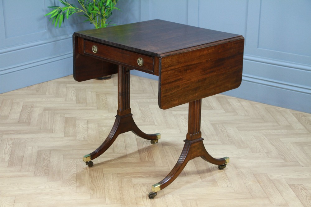 Antique Original Georgian Regency Small Mahogany Pembroke Drop Leaf Sofa Table View XV