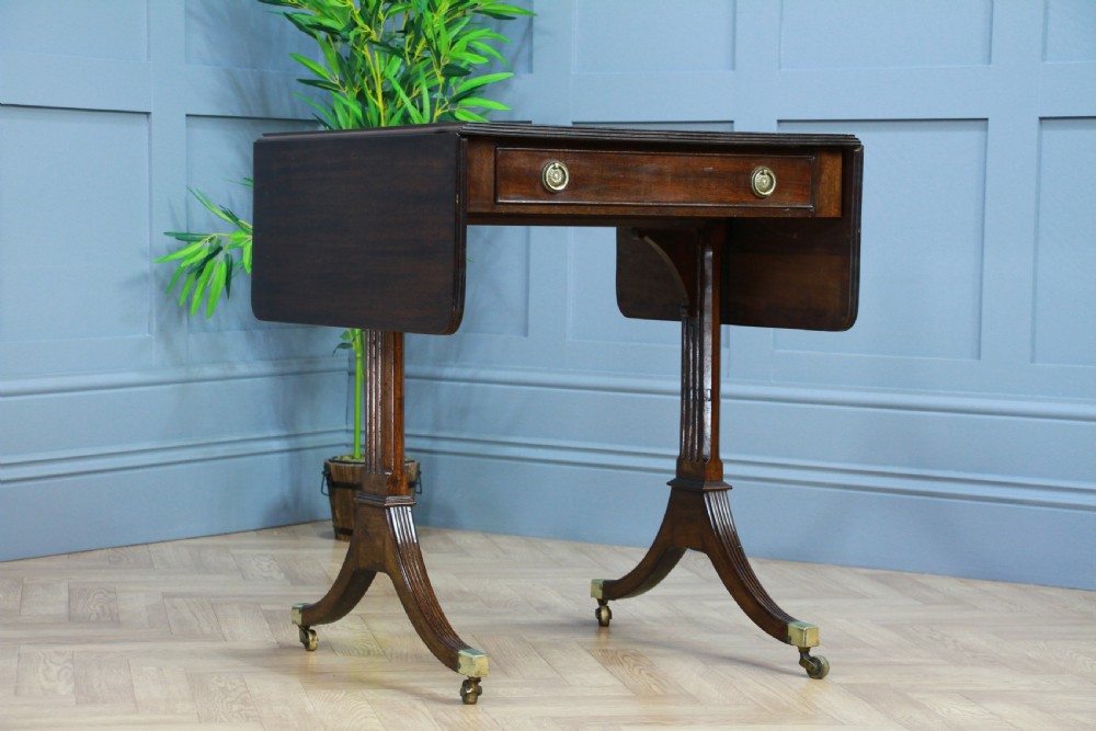 Antique Original Georgian Regency Small Mahogany Pembroke Drop Leaf Sofa Table View XVI