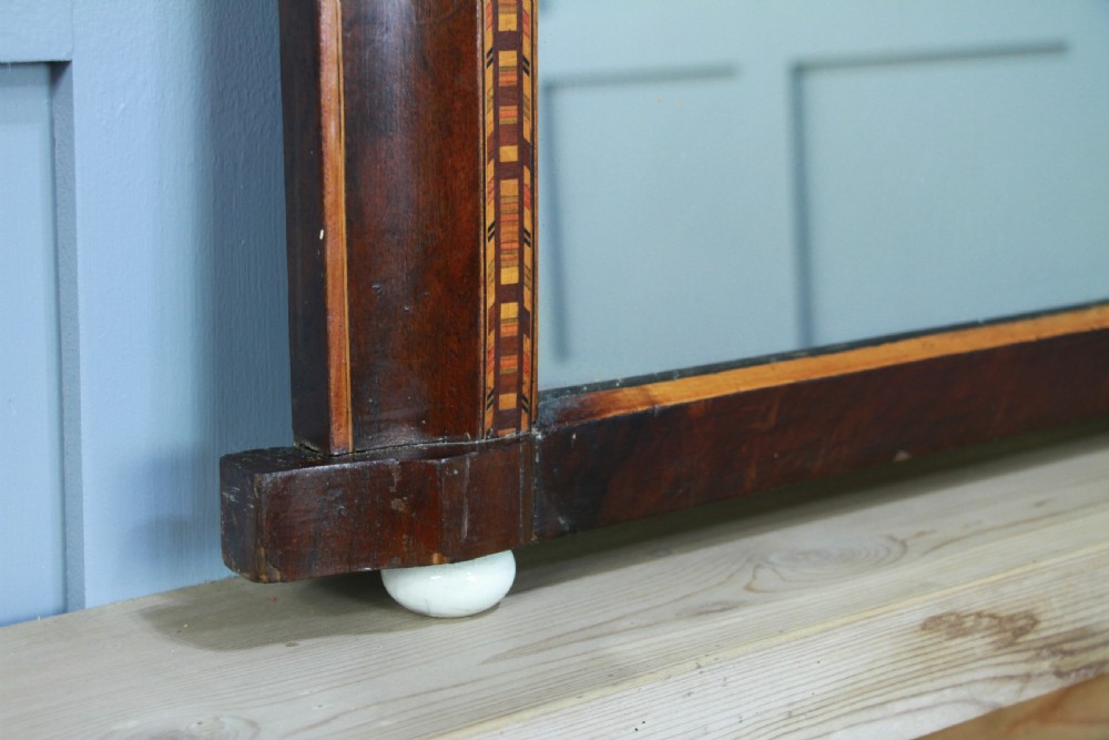 Antique Late Victorian Burr Walnut Tunbridge Ware Inlaid Over Mantle Mirror 1890 View V