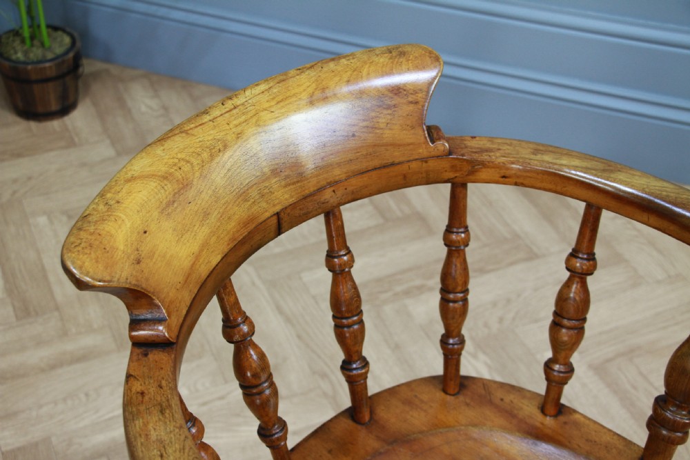 Original Antique Victorian Smokers Bow Elbow Chair Captains Armchair Restored View VIII