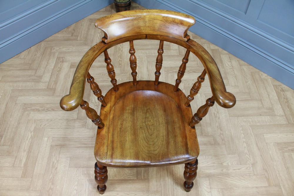 Original Antique Victorian Smokers Bow Elbow Chair Captains Armchair Restored View IX