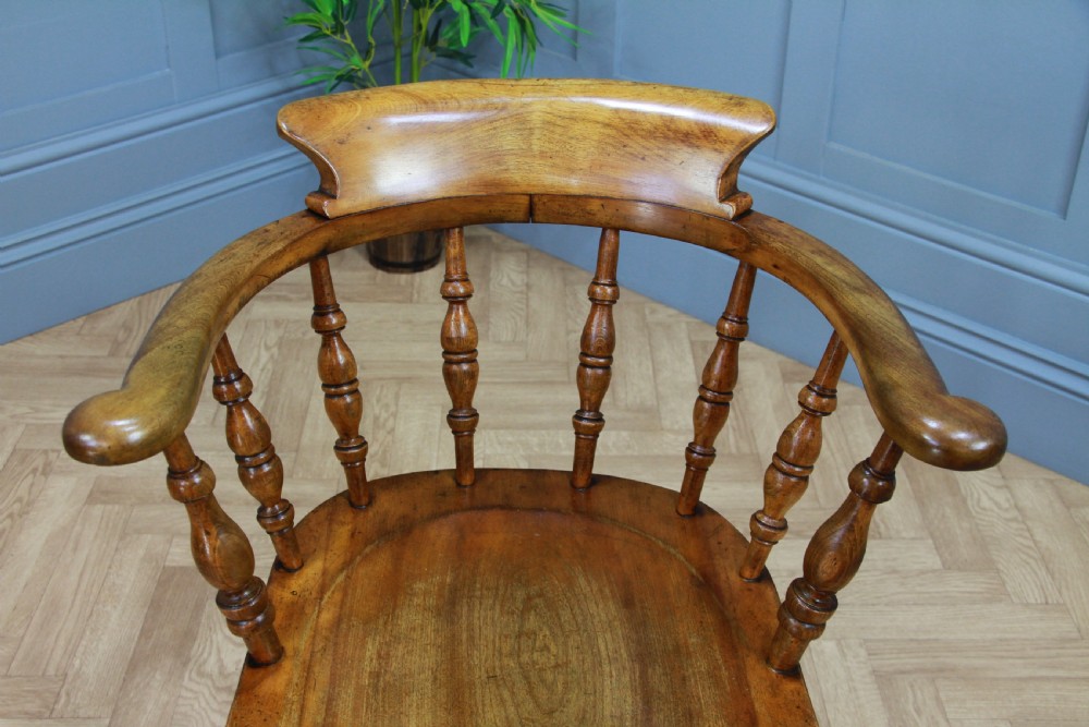 Original Antique Victorian Smokers Bow Elbow Chair Captains Armchair Restored View XII