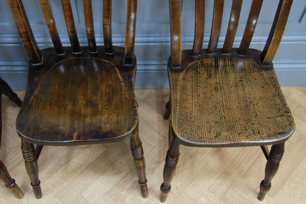 Harlequin Set of 4 Antique Original Victorian Slat Back Windsor Kitchen Chairs View V
