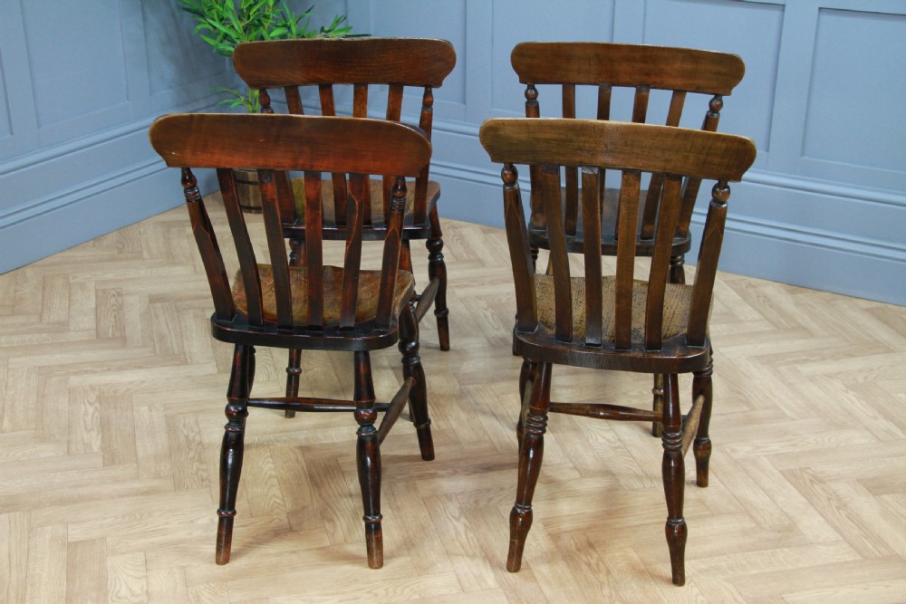 Harlequin Set of 4 Antique Original Victorian Slat Back Windsor Kitchen Chairs View VII