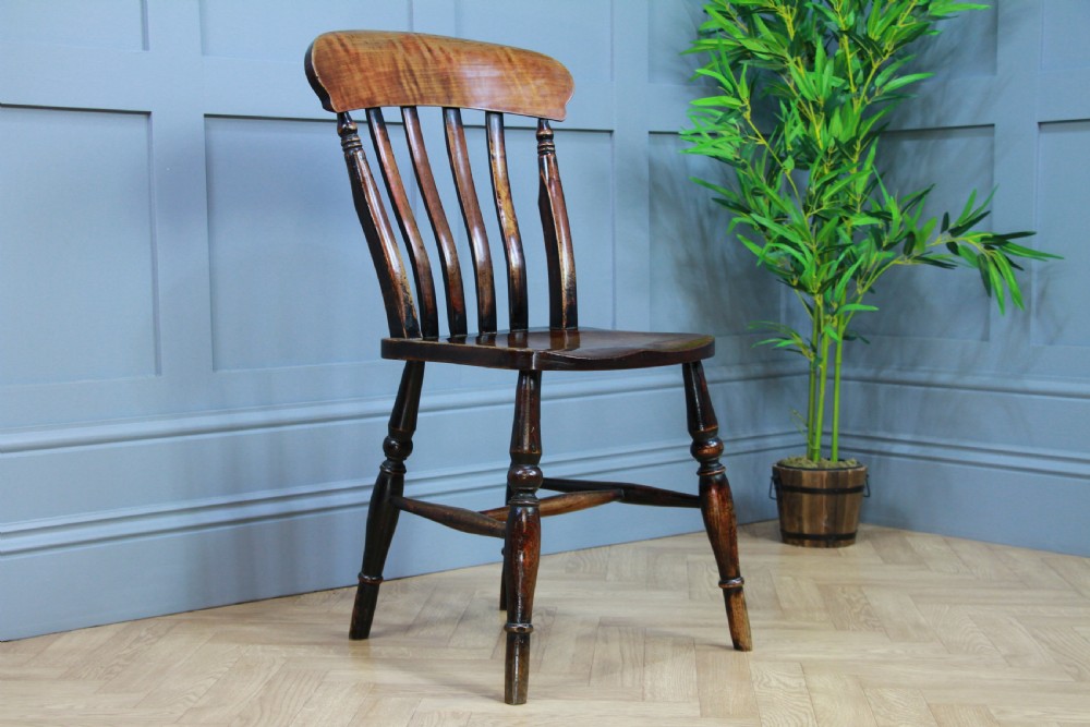 Harlequin Set of 4 Antique Original Victorian Slat Back Windsor Kitchen Chairs View X
