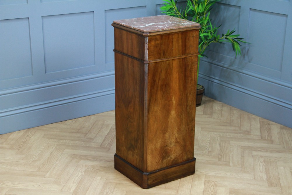 Antique 19th Century French Walnut & Marble Bedside Cupboard View IX