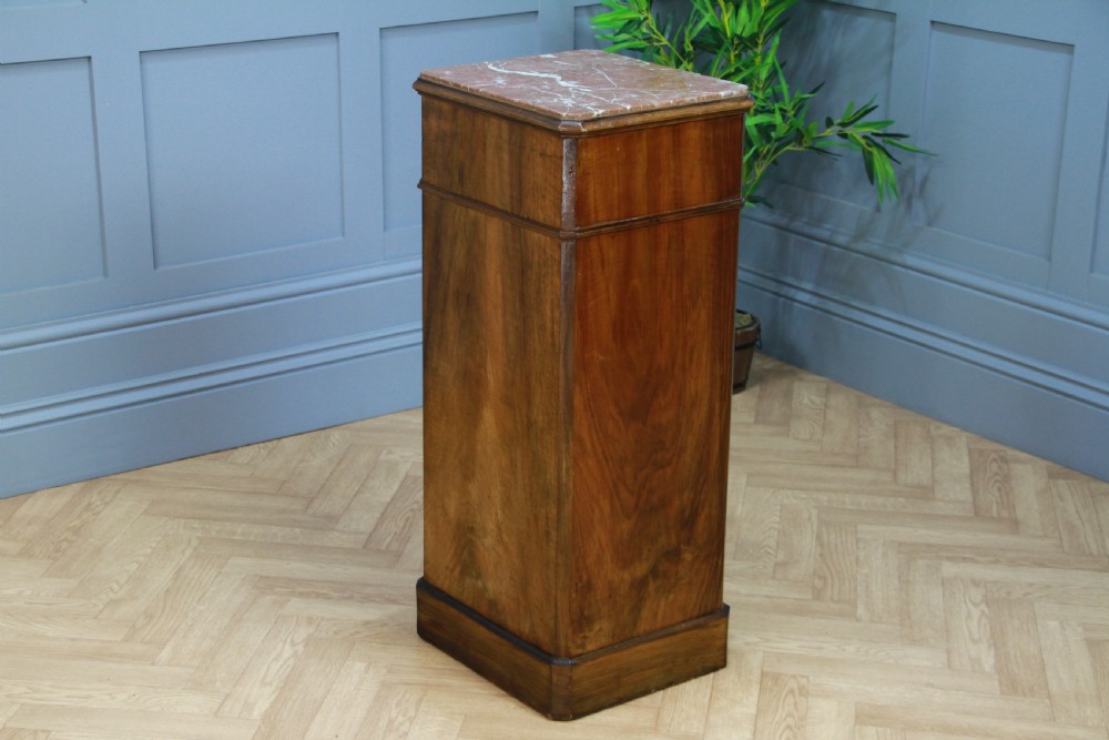 Antique 19th Century French Walnut & Marble Bedside Cupboard View X
