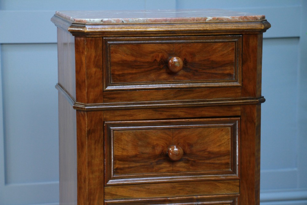 Antique 19th Century French Walnut & Marble Bedside Cupboard View XIII