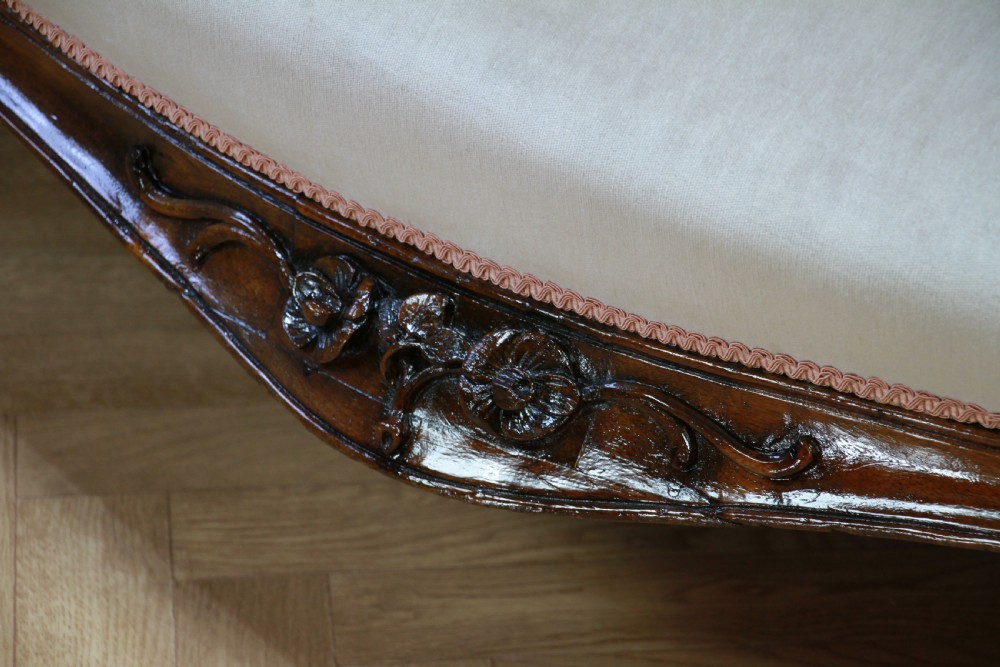 Antique Victorian Walnut Carved Velvet Upholstered Buttoned Back Settee Sofa Restored C1860 View XVII