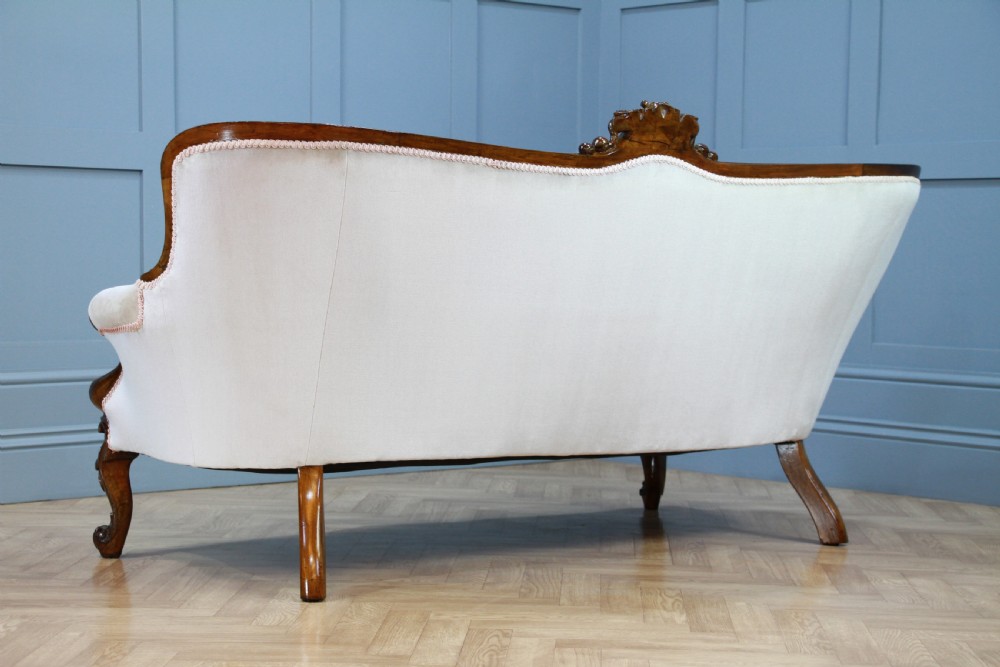 Antique Victorian Walnut Carved Velvet Upholstered Buttoned Back Settee Sofa Restored C1860 View XIX