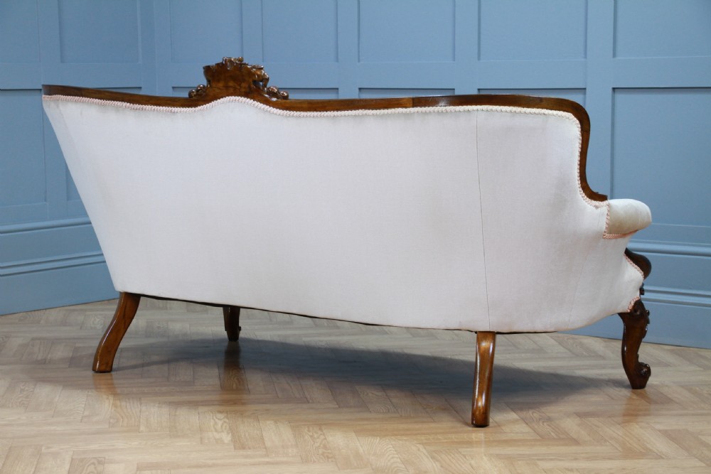 Antique Victorian Walnut Carved Velvet Upholstered Buttoned Back Settee Sofa Restored C1860 View XX