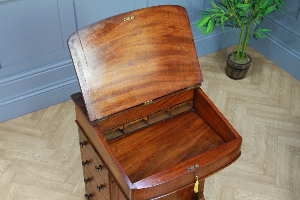 Original Antique Victorian Walnut 4 Drawer Davenport Desk Inlaid Restored C1880 View VIII