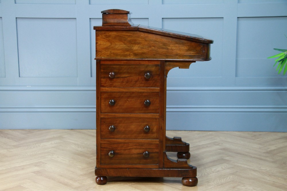 Original Antique Victorian Walnut 4 Drawer Davenport Desk Inlaid Restored C1880 View XI
