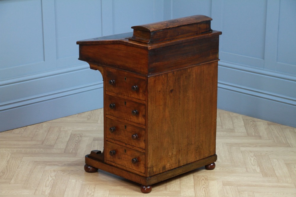 Original Antique Victorian Walnut 4 Drawer Davenport Desk Inlaid Restored C1880 View XIV