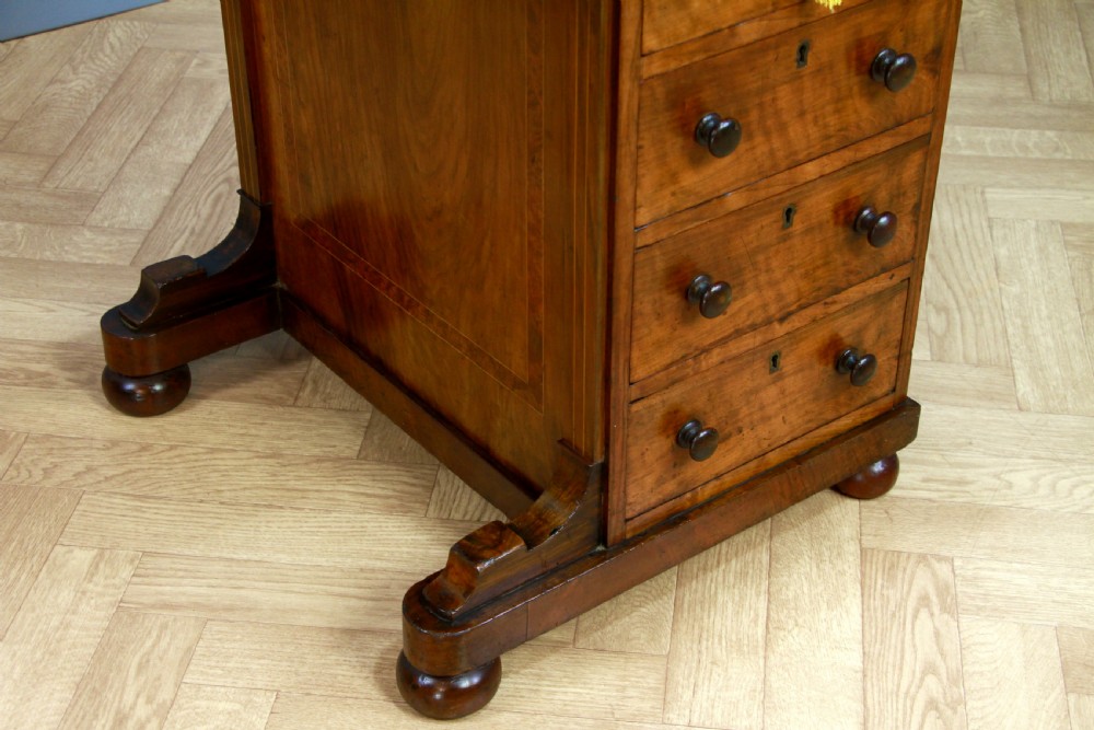 Original Antique Victorian Walnut 4 Drawer Davenport Desk Inlaid Restored C1880 View XVII