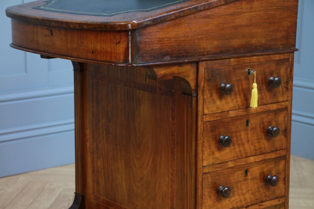 Original Antique Victorian Walnut 4 Drawer Davenport Desk Inlaid Restored C1880 View XVIII