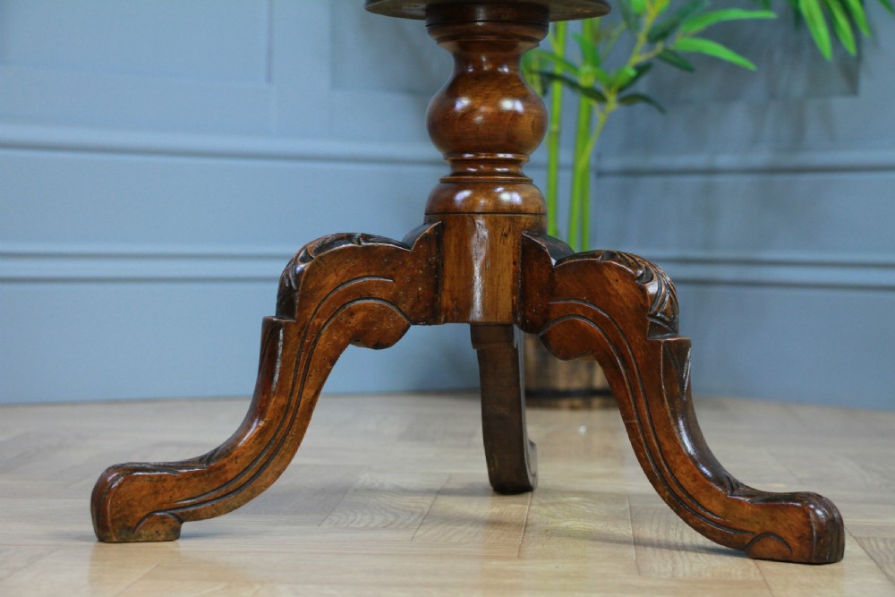 Antique Victorian Walnut Inlaid Octagonal Sewing Trumpet Table Side Lamp C1880 View VIII