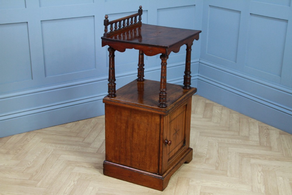 Antique Edwardian Mahogany Open Shelf Bedside Cupboard C1900 View X