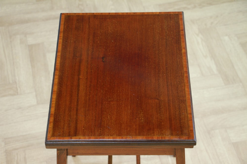 Antique Edwardian Mahogany Fold Over Card Games Small Occasional Hall Lamp Table View IV