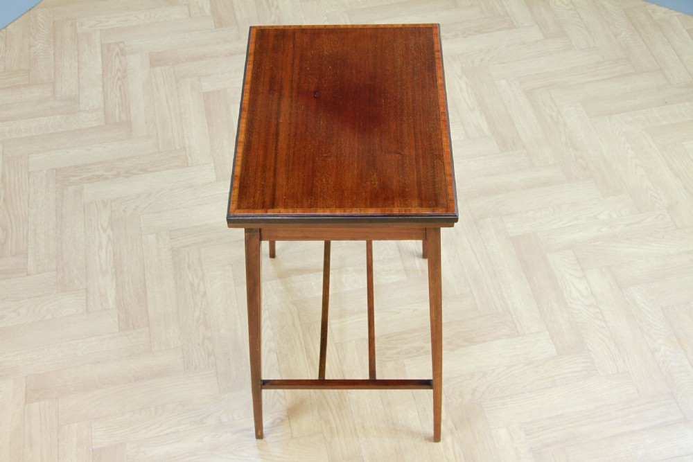 Antique Edwardian Mahogany Fold Over Card Games Small Occasional Hall Lamp Table View IX
