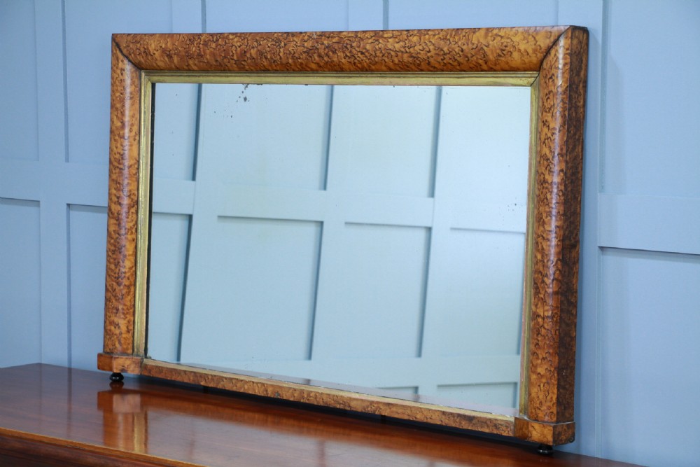Antique Victorian Birdseye Maple & Gilt Over Mantle Fireplace Hall Mirror C1870 View II