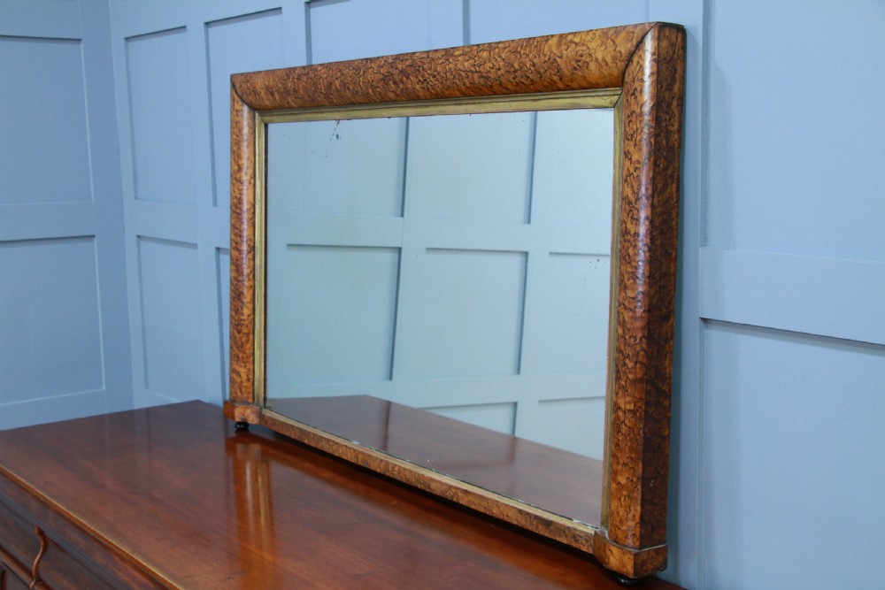 Antique Victorian Birdseye Maple & Gilt Over Mantle Fireplace Hall Mirror C1870 View III