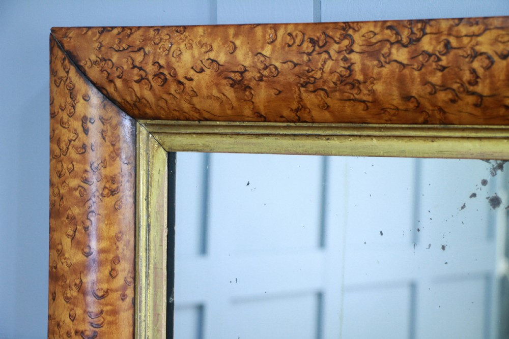 Antique Victorian Birdseye Maple & Gilt Over Mantle Fireplace Hall Mirror C1870 View VI