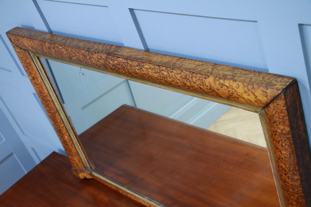Antique Victorian Birdseye Maple & Gilt Over Mantle Fireplace Hall Mirror C1870 View X
