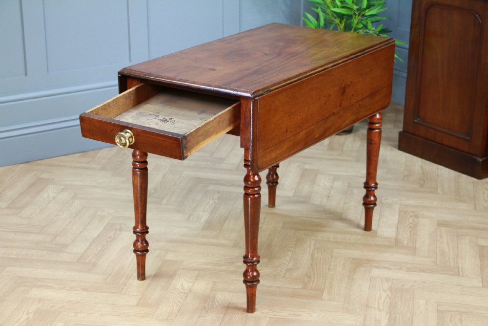 Original Antique Victorian Solid Mahogany Drop Leaf Pembroke Dining Table C1860 View II